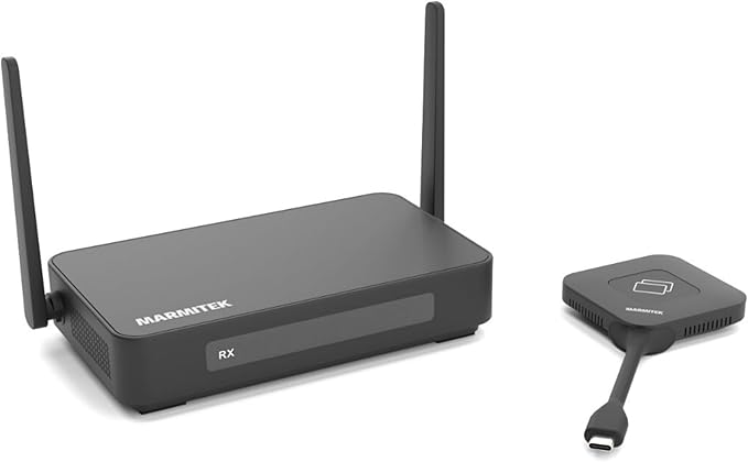 Marmitek Stream 4K Pro KIT (1TX/1RX) Drahtloses Präsentationssystem mit USB-C Dongle & Empfänger für 4K UHD – STREAM4K1TX1RX