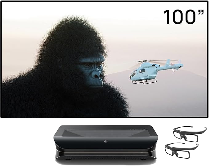 AWOL VISION LTV-3000 Pro 4K UHD Triple-Laser-Projektor mit 100"-Leinwand & 3D-Brillen, Dolby Vision & Atmos, 3000 Lumen Heimkino-Bundle
