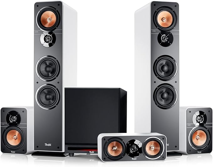 Lautsprecher Teufel GmbH Teufel Ultima 40 Surround Power Edition 5.1-Set Heimkino-Lautsprecher mit riesigem S6000 Subwoofer, 3-Wege-System, optional kabellos - Weiß