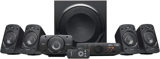 Logitech Z906 5.1 THX-Heimkinosystem mit 1000 Watt Surround Sound, UK-Stecker, Fernbedienung, für TV/PS4/Xbox/PC – 980-000469