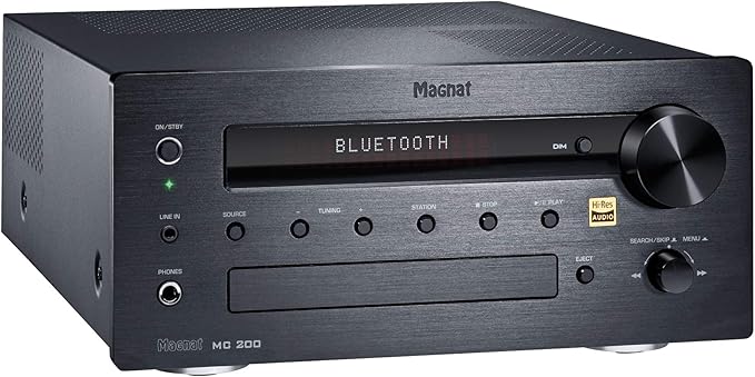 MAGNAT MC 200 schwarz - Stereo-Netzwerk-Receiver mit Streaming, CD, DAB+/FM, Hi-Res DAC und Aluminium-Front – BLACK